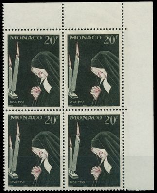 MONACO 1958 Nr 597 postfrisch Viererblock ECKE-ORE X3BA72A