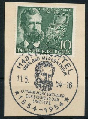 BERLIN 1954 Nr 117 ESST zentrisch gestempelt Briefstück X6422FA