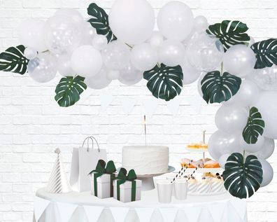 Ballongirlande weiß grün 71-teilig elegante Raumdeko für Hochzeit Gala Taufe