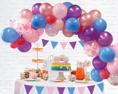 Ballongirlande Set rosa lila 71-teilig Girlande für Prinzessinnen Mädchen Party