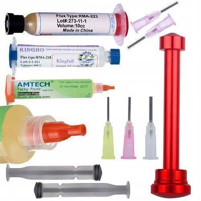 Rosfix Set Dosiergerät für Flux – 3 Nadeln + 3x 10cc Lötflussmittel
