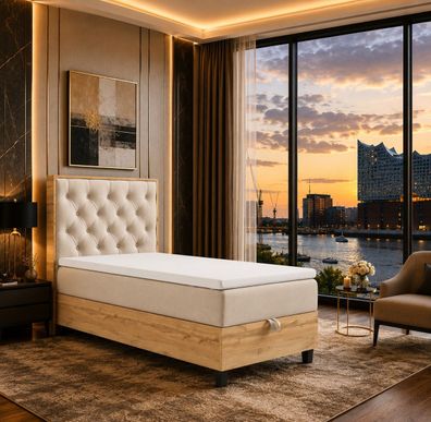 Best For Home Boxspringbett Trinity K-14- Einzelbett mit Topper, Stauraum & Lieferung