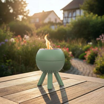 Tischfeuer Peluma aus Edelstahl grün für Balkon, Terrasse, Garten : grün