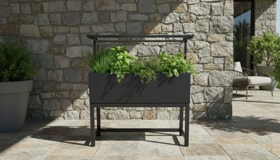 Hochbeet EdenGrow anthrazit mit Regen, Metallbeet für Balkon und Garten : anthrazit