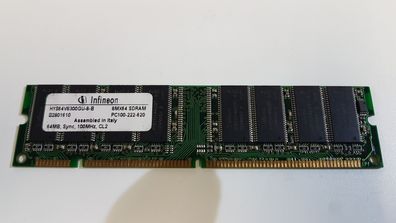 64MB SDRAM PC100-222-620 8M x 64 HYS64V8300GU-8-B Infineon