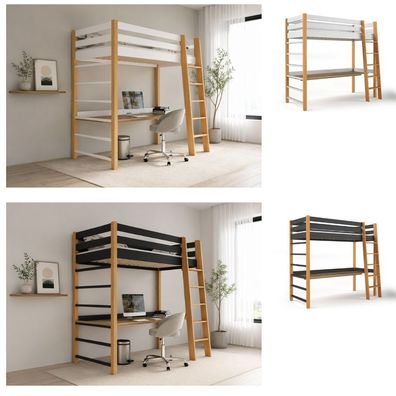 Etagenbett NICO, Stockbett, Holz, Kinderbett, Hochbett, Lattenrost, Schreibtisch