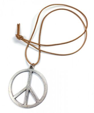 Minott Anhänger Peace Zeichen/Friedenssymbol Kette braunes Leder 21365