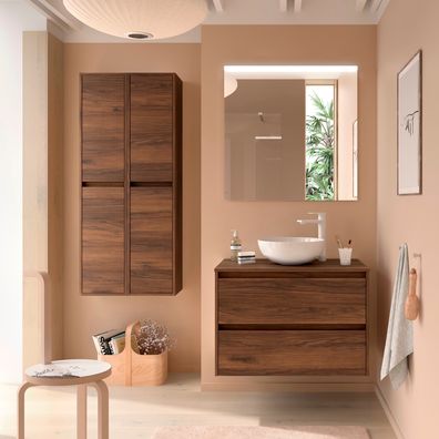 BadezimmermÃ¶bel BALTIC 1000 2 Schubladen Nussbaum MAYA + Waschtisch-Platte