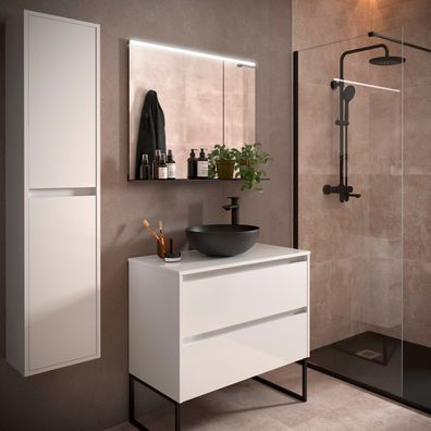 BadezimmermÃ¶bel BALTIC 900 2 Schubladen WHITE GLOSS + Waschtisch-Platte