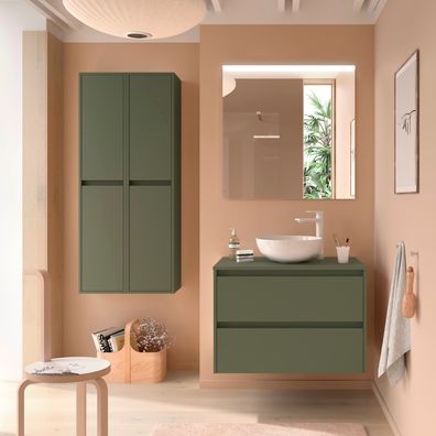 BadezimmermÃ¶bel BALTIC 1000 2 Schubladen GREEN SATIN + Waschtisch-Platte