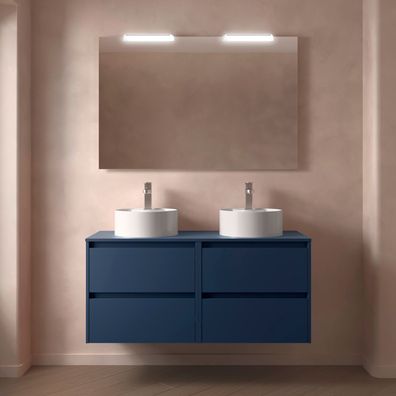 BadezimmermÃ¶bel BALTIC 1200 4 Schubladen BLUE SATIN + Waschtisch-Platte