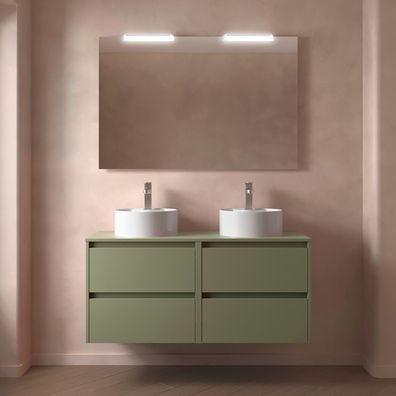 BadezimmermÃ¶bel BALTIC 1200 4 Schubladen GREEN SATIN + Waschtisch-Platte