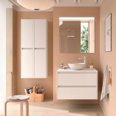 BadezimmermÃ¶bel BALTIC 1000 2 Schubladen WHITE SATIN + Waschtisch-Platte