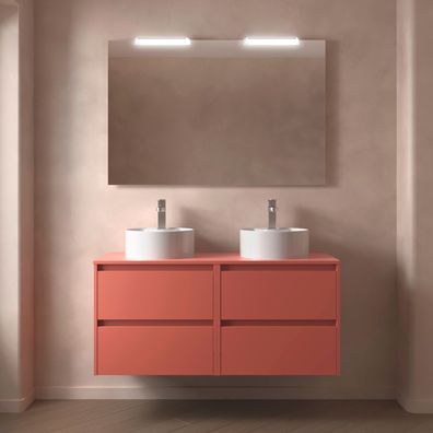 BadezimmermÃ¶bel BALTIC 1200 4 Schubladen RED SATIN + Waschtisch-Platte