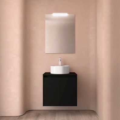 BadezimmermÃ¶bel BALTIC 700 2 TÃ¼ren BLACK SATIN + Waschtisch-Platte