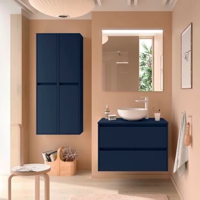 BadezimmermÃ¶bel BALTIC 1000 2 Schubladen BLUE SATIN + Waschtisch-Platte