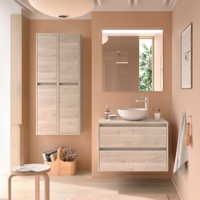BadezimmermÃ¶bel BALTIC 1000 2 Schubladen Natural + Waschtisch-Platte