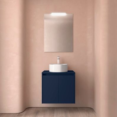 BadezimmermÃ¶bel BALTIC 700 2 TÃ¼ren BLUE SATIN + Waschtisch-Platte