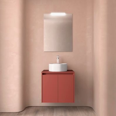 BadezimmermÃ¶bel BALTIC 600 2 TÃ¼ren RED SATIN + Waschtisch-Platte