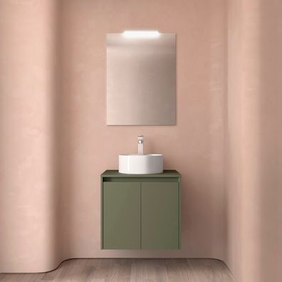 BadezimmermÃ¶bel BALTIC 700 2 TÃ¼ren GREEN SATIN + Waschtisch-Platte
