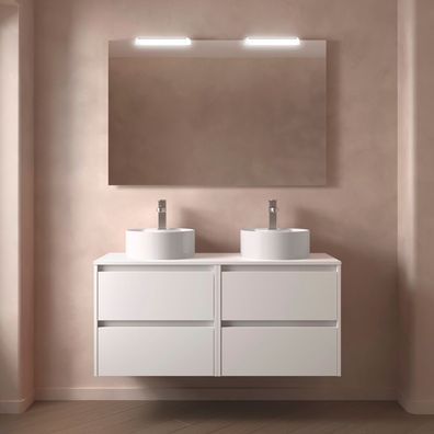 BadezimmermÃ¶bel BALTIC 1200 4 Schubladen WHITE SATIN + Waschtisch-Platte