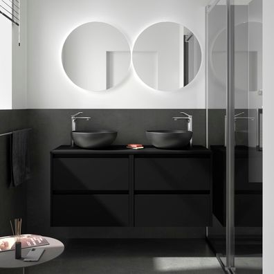 BadezimmermÃ¶bel BALTIC 1400 4 Schubladen BLACK SATIN + Waschtisch-Platte