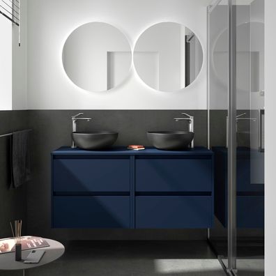 BadezimmermÃ¶bel BALTIC 1400 4 Schubladen BLUE SATIN + Waschtisch-Platte