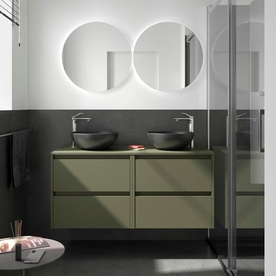BadezimmermÃ¶bel BALTIC 1400 4 Schubladen GREEN SATIN + Waschtisch-Platte