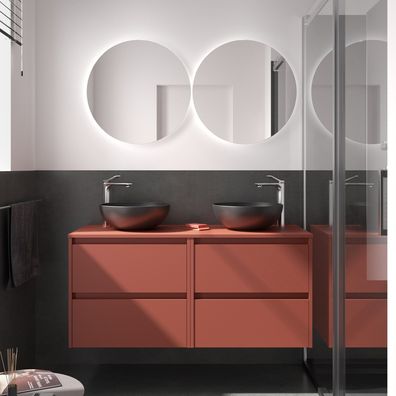 BadezimmermÃ¶bel BALTIC 1400 4 Schubladen RED SATIN + Waschtisch-Platte