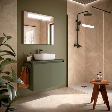 BadezimmermÃ¶bel BALTIC 800 2 TÃ¼ren GREEN SATIN + Waschtisch-Platte