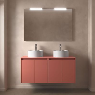 BadezimmermÃ¶bel BALTIC 1200 4 TÃ¼ren RED SATIN + Waschtisch-Platte