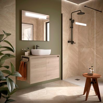 BadezimmermÃ¶bel BALTIC 800 2 TÃ¼ren Natural + Waschtisch-Platte