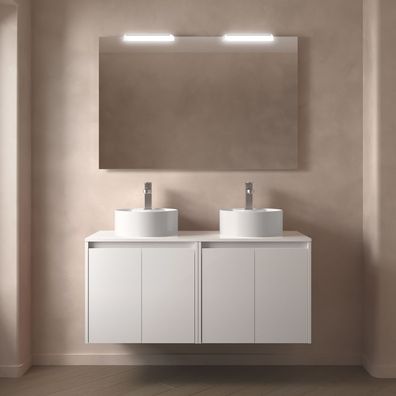 BadezimmermÃ¶bel BALTIC 1400 4 TÃ¼ren WHITE GLOSS + Waschtisch-Platte