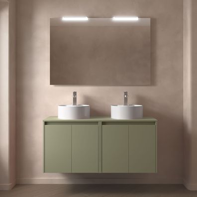 BadezimmermÃ¶bel BALTIC 1400 4 TÃ¼ren GREEN SATIN + Waschtisch-Platte