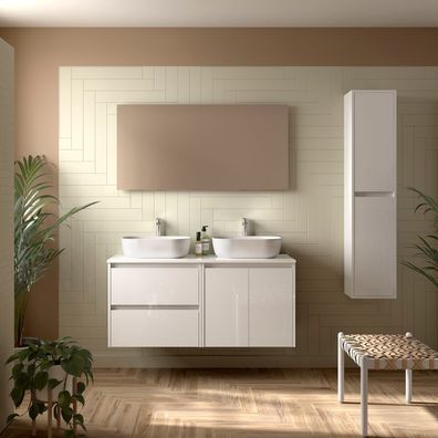 Salggar BadezimmermÃ¶bel BALTIC 1400 2 TÃ¼ren und 2 Schubladen WHITE GLOSS + Waschtis