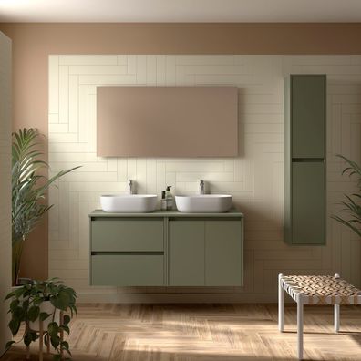 BadezimmermÃ¶bel BALTIC 1200 2 TÃ¼ren und 2 Schubladen GREEN SATIN + Waschtisch-Platt