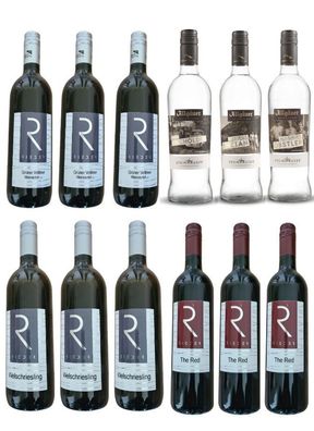 9x Wein dazu Obstler 0,7 L, Gebirgs Enzian 0,7 L , Edler Waholder 0,7 L