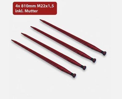 Teilen 4x Frontladerzinken Rundballenzinken Ballenspieß M22x1,5 810mm inkl. Mutter NE