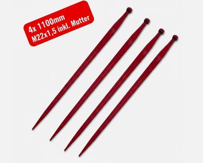 4x Frontladerzinken 1100mm Rundballenzinken Ballenspieß M22x1,5 inkl. Mutter