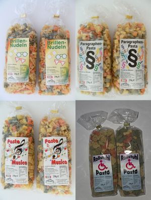 Motivnudeln Brille Paragraphen Noten Rolli je1Set = 2x 250g Nudeln Pasta Streuteile