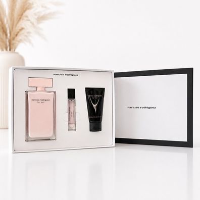 Narciso Rodriguez For Her Damen Geschenkset EDP 100ml + 10ml + Body Lotion 50ml