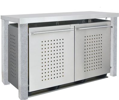 Tonnenhaus 1x240 &amp; 2x120L | Typ SPultdach, Steinpfosten, Türen &amp; Blenden Edel