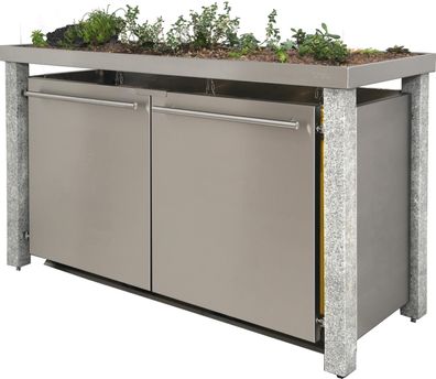 Mülltonnenverkleidung 3er 240L | Typ N | Pflanzwanne, Pfosten aus Granit, Blenden in