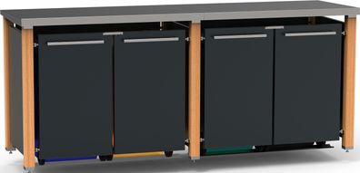 Mülltonnen-Box vierer, 4x120L | Typ H | Flachdach, Pfosten: Lärche, Türen &amp; Blend