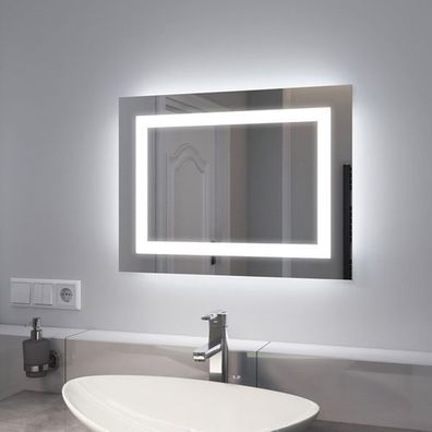 EMKE LED Badspiegel Wandspiegel Mit Beleuchtung Beschlagfrei 2 Lichtfarbe Spiegel