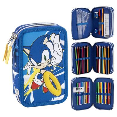 Dreifaches Federmäppchen von Sonic the Hedgehog