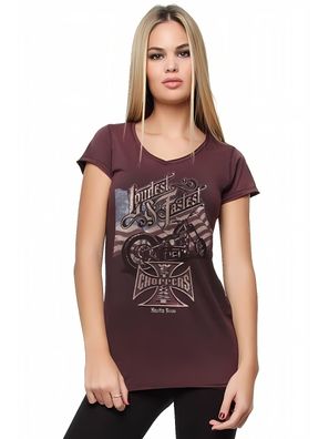WCC West Coast Choppers Female Shirt Loudest and Fastest Wine Red