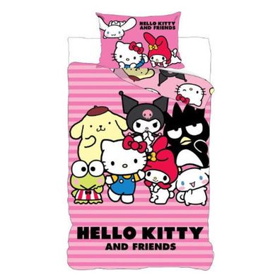 Hello Kitty Kinder Bettwäsche Rosa Baumwolle Bettbezug 140 x 200 cm Kissenbezug