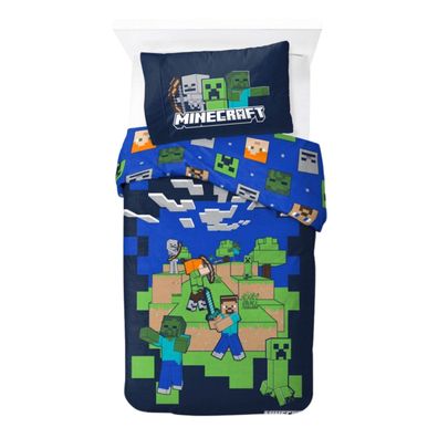 Minecraft Bettwäsche Set Mehrfarbig Baumwolle Bettbezug Kissenbezug 140 x 200 cm