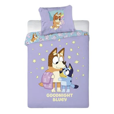 Bluey Bettwäsche Set Lila Baumwolle Bettbezug Kissenbezug 140 x 200 cm 60 x 63 cm